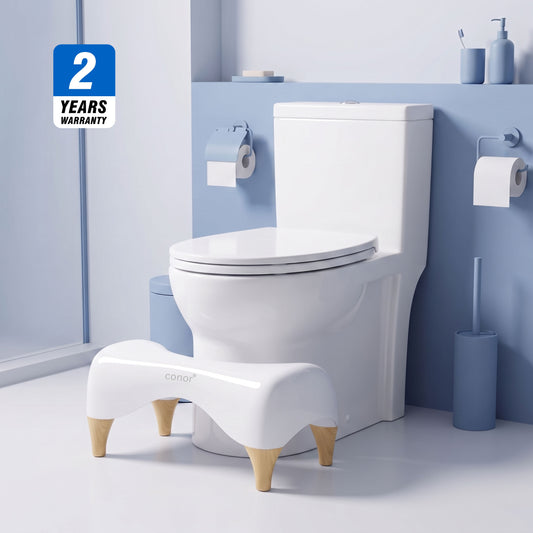 Conor Eco Toilet Foot Stool with Ergonomic Modern Design & Wooden Foot Finish Conor