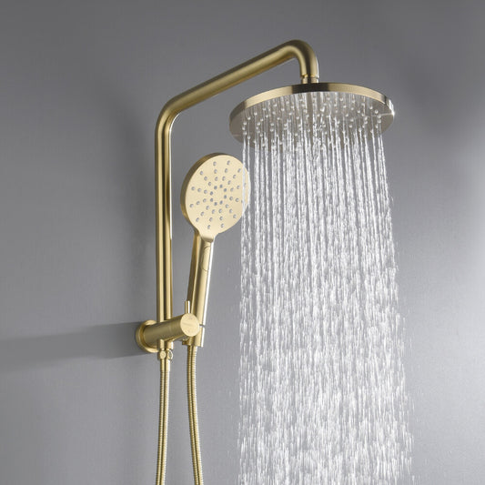 Decaura 9" Rain Shower Head Set Brushed Gold Gooseneck Arm 3-Mode Hand Held