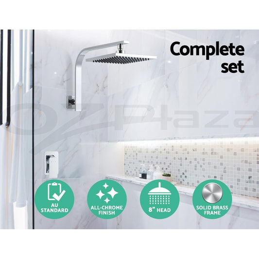 Cefito 8'' Rain Shower Head Mixer Square High Pressure Wall Arm Chrome