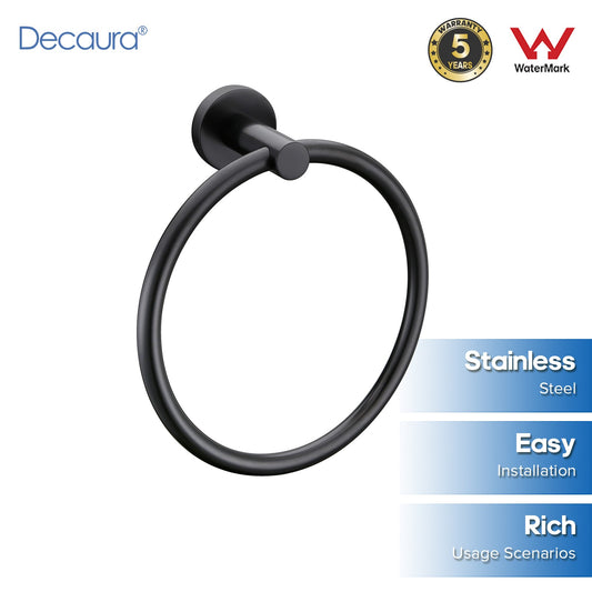 Decaura Bath Round SS304 Hand Towel Ring Rack Rail Holder Hanger Wall Mounted