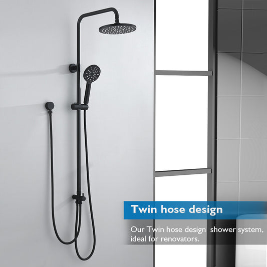 Decaura 9" Rain Shower Head Set Black Separate Water Inlet Elbow Round Gooseneck