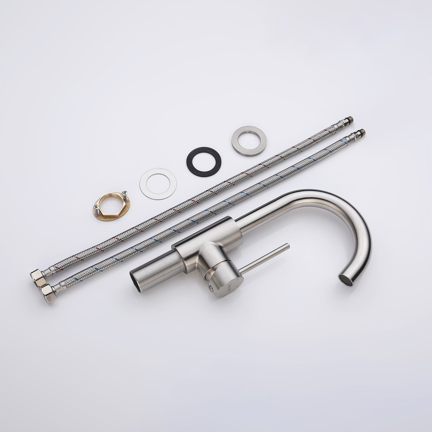 Decaura Bathroom Basin Mixer Tap Brushed Nickel with Swivel Arm 243mm tall