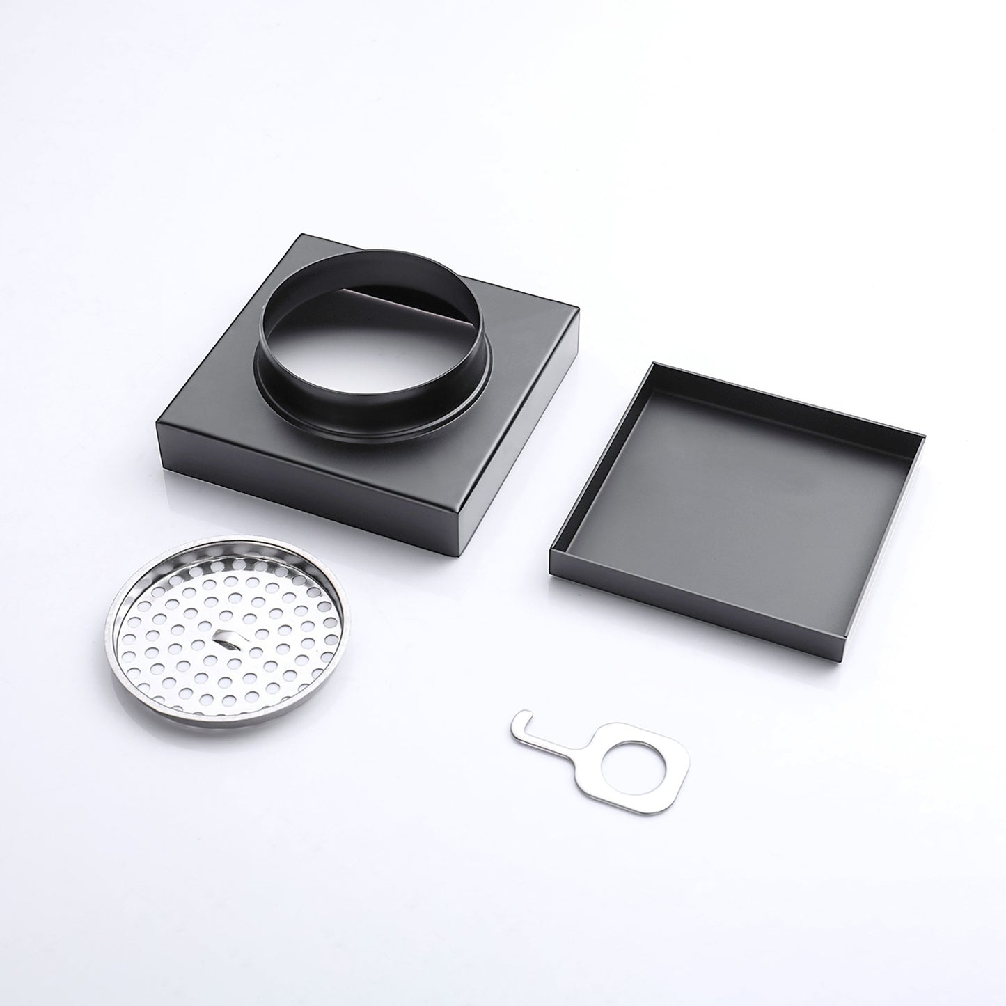 Decaura SUS Shower Grate Drain Brushed Gunmetal Floor Waste Square 80mm Outlet