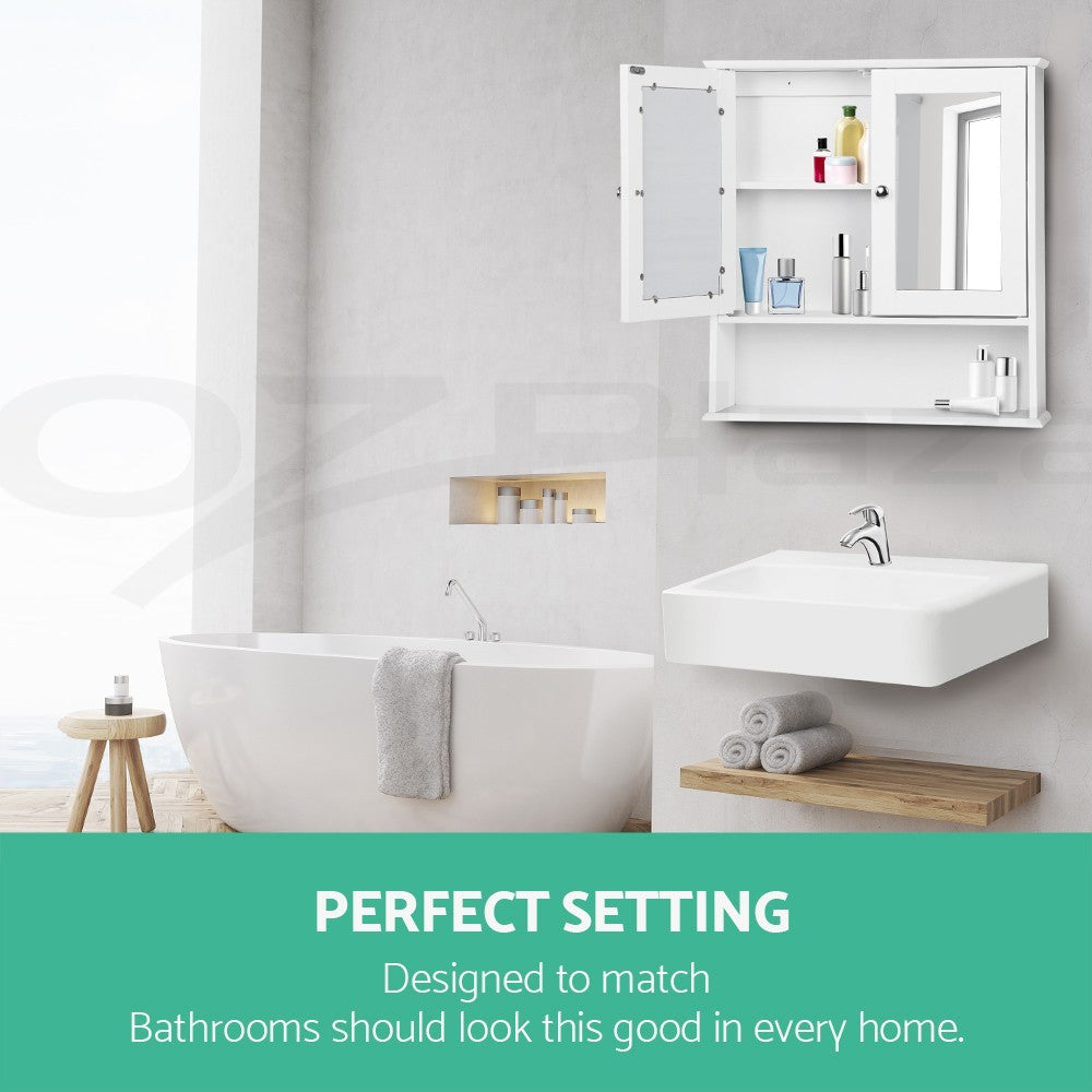 Artiss Bathroom Mirror Cabinet Storage Toilet Cupboard Wall Mounted Shelf