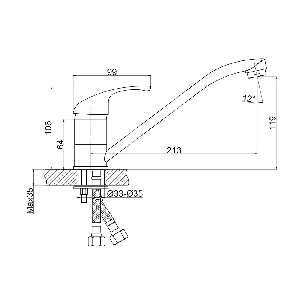 Decaura Laundry Mixer Tap Chrome Kitchen Sink Mixer Tap has swivel long Arm