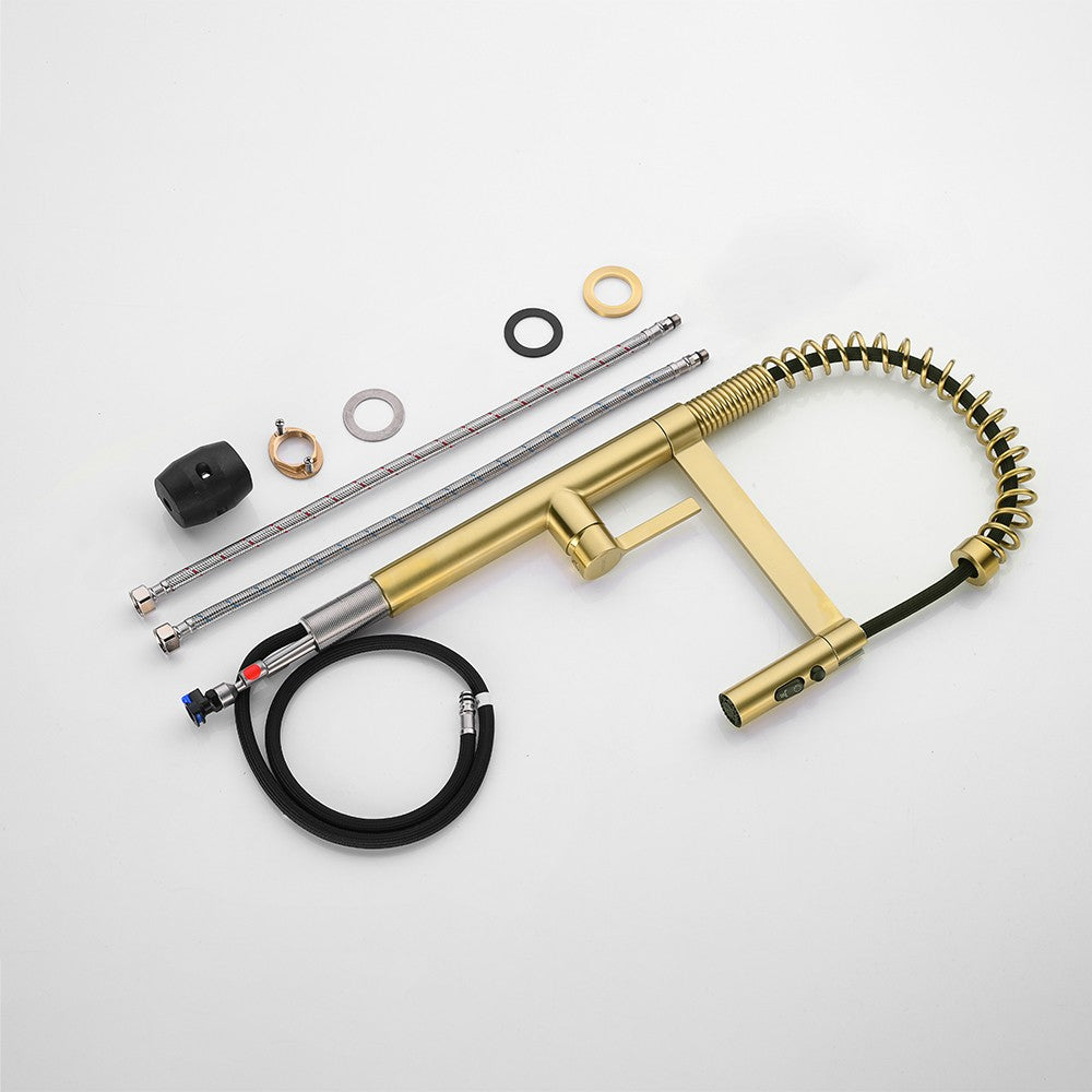 Decaura Kitchen Mixer Tap Brushed Gold with Pull Out 3-Mode Metal Sprayer