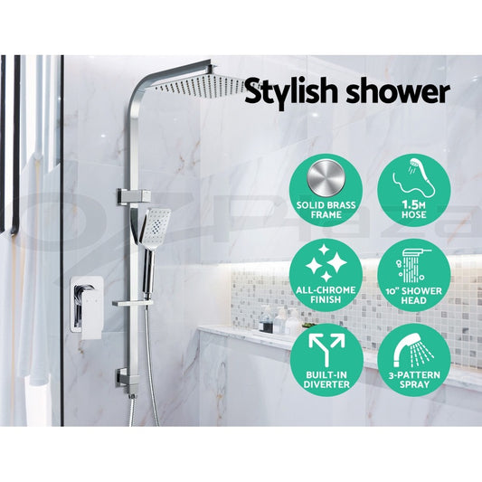 Cefito 10'' Rain Shower Head Mixer Square Handheld High Pressure Wall Chrome