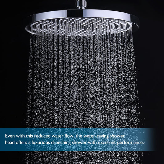 Decaura 10 inch Rain Shower Head with Gooseneck Shower Arm Chrome Round Bathroom