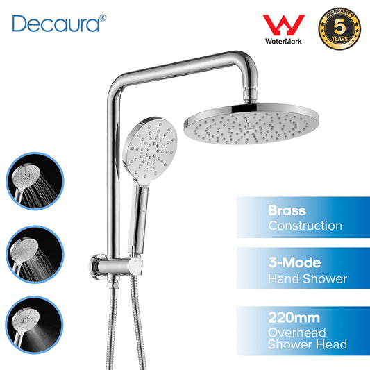 Decaura 9" Rain Shower Head Set Chrome Bathroom Gooseneck Arm Shower Mixer Tap