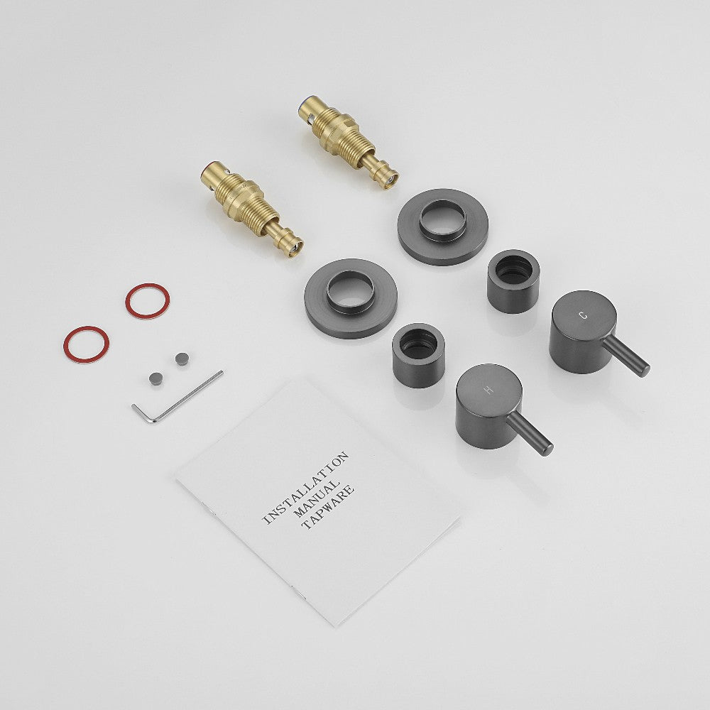 Decaura Shower Taps Brushed Gunmetal Grey Round 1/4 turn Mixer Wall Mounted