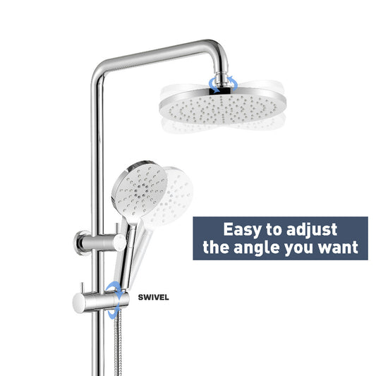 Decaura Shower Head Set 9" Rain Shower and 3-Mode Hand Chrome Round Gooseneck