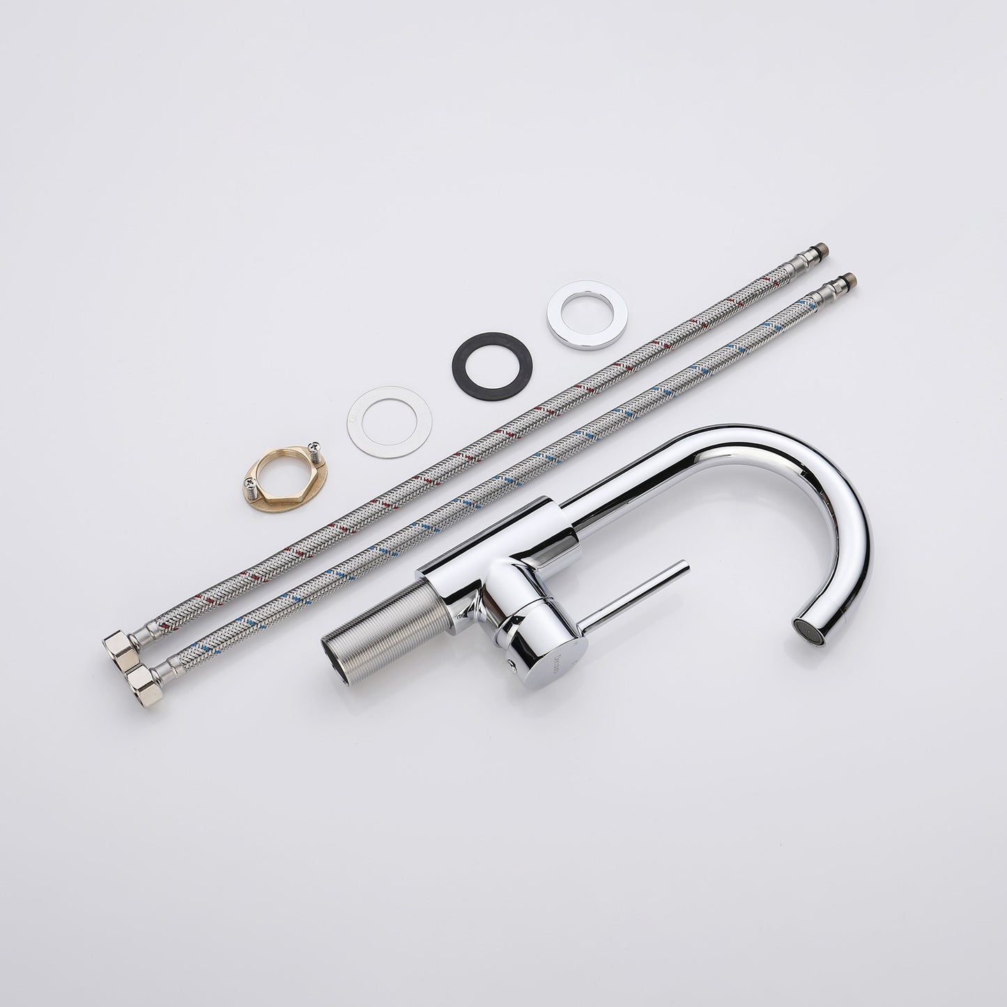 Decaura Bathroom Basin Mixer Tap Chrome Swivel Gooseneck Arm 170mm Spout Height