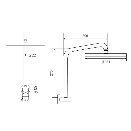 Decaura 10" Rain Shower Head Set Black Gooseneck Arm Wall Mount Shower Mixer Tap
