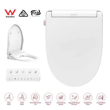 Conor Arista Smart Bidet Seat with Auto Open/Close & Installation Kit