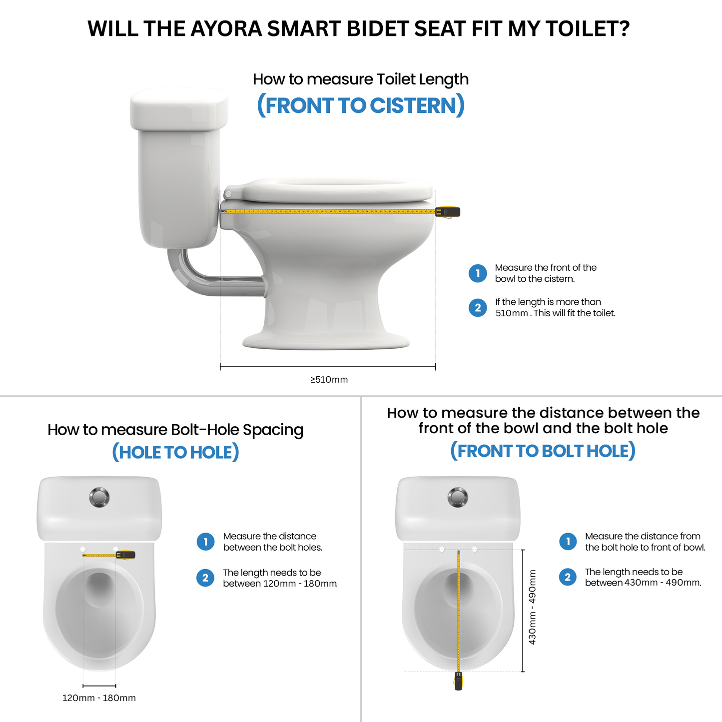 Conor Ayora Smart Bidet Seat with Auto Open/Close & Installation Kit