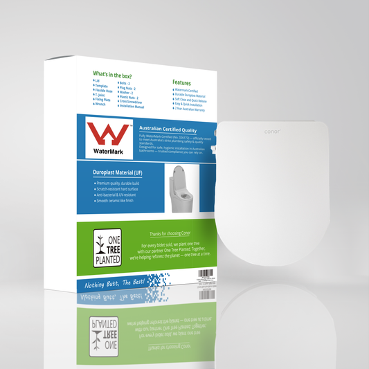 Conor Elara Non Electric D Shape Bidet Toilet Seat with Installation Kit