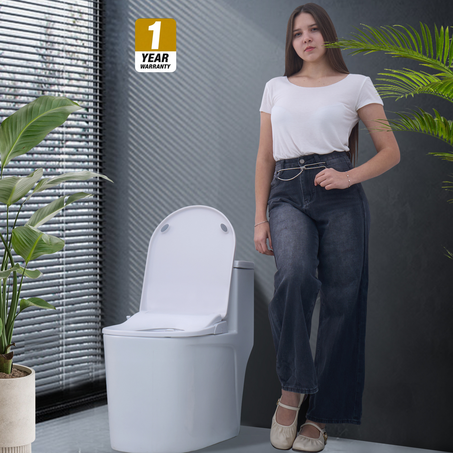 Conor Elara Non Electric D Shape Bidet Toilet Seat with Installation Kit