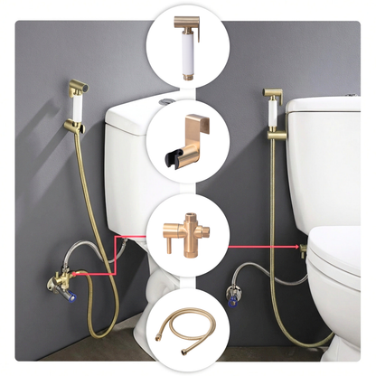 Aqualisse  Earth 1.0 Gold Handheld Bidet Spray with Installation Kit