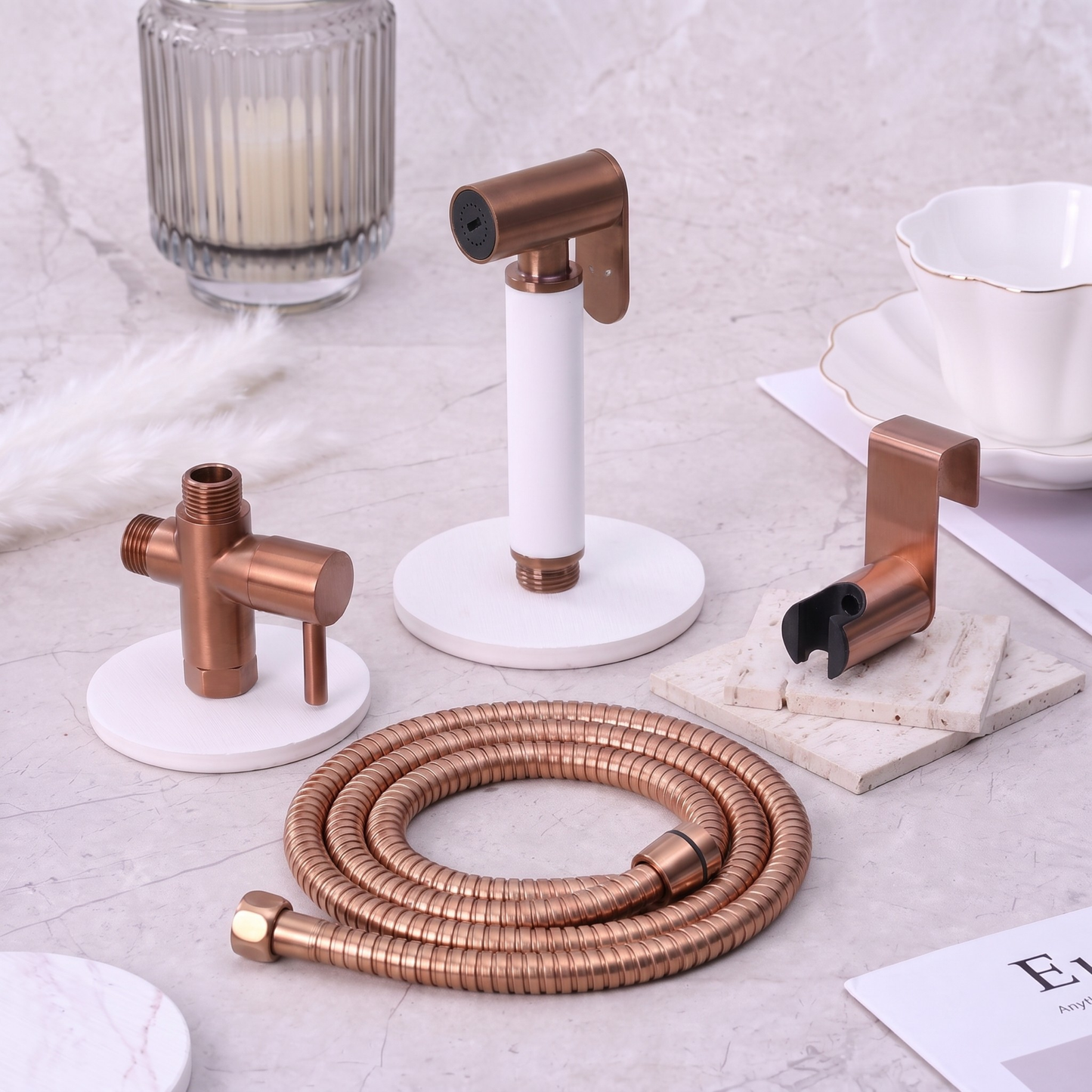 Aqualisse Earth 1.0 Rose Gold Handheld Bidet Spray with Installation Kit