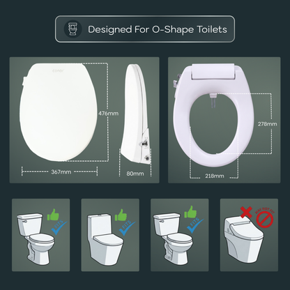 Conor Elara Non Electric O Shape Bidet Toilet Seat with Installation Kit