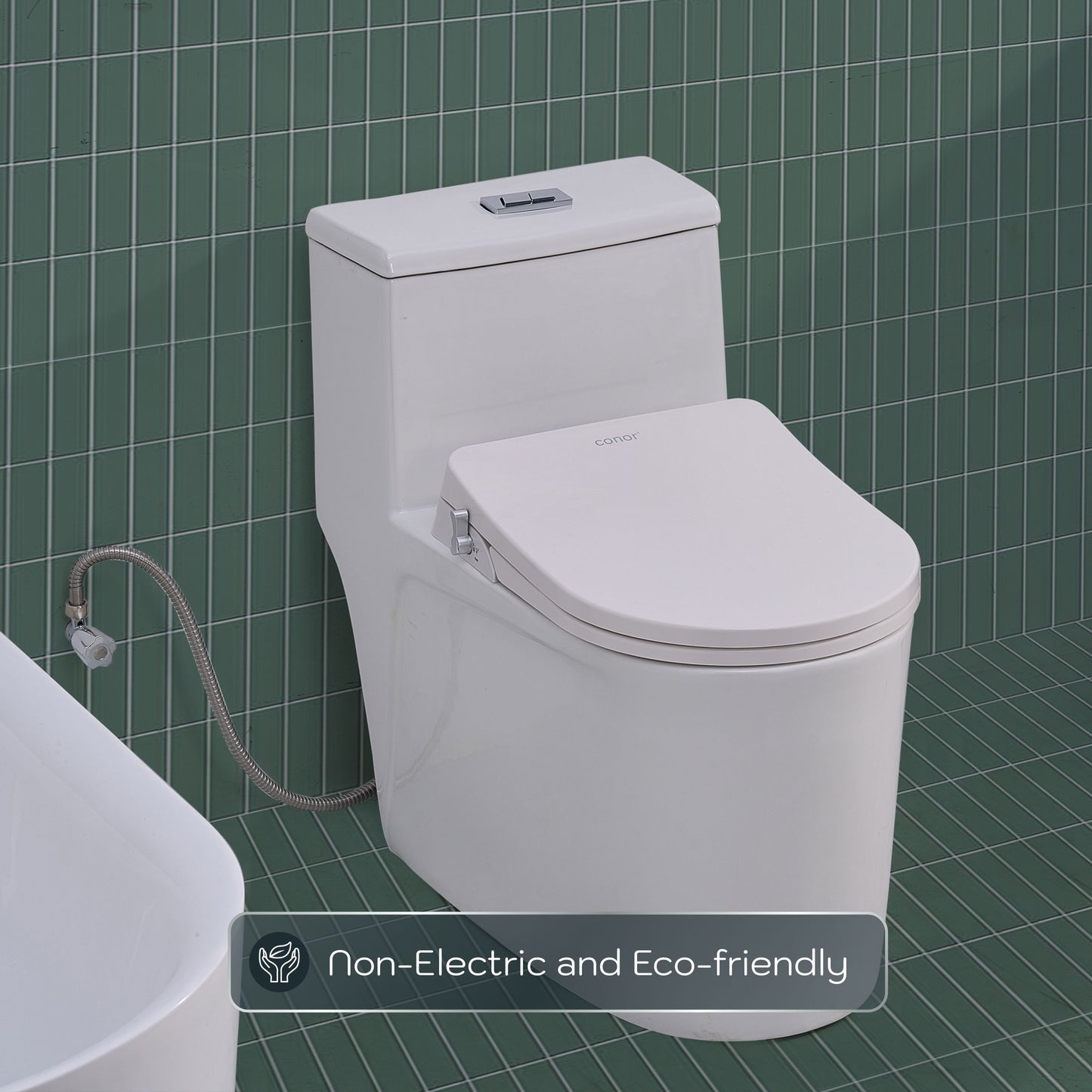Conor Elara Non Electric D Shape Bidet Toilet Seat with Installation Kit
