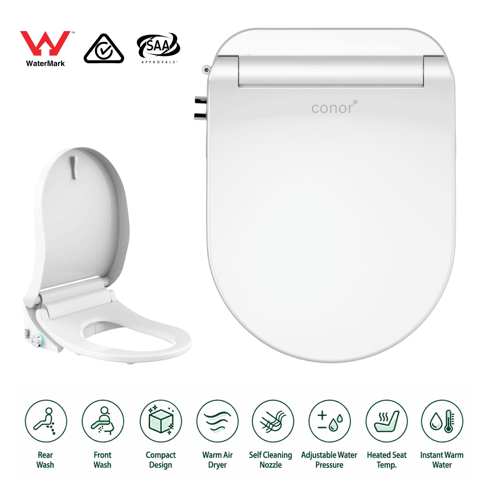 Conor Nova Smart Bidet Toilet Seat with Remote Control & Installation Kit
