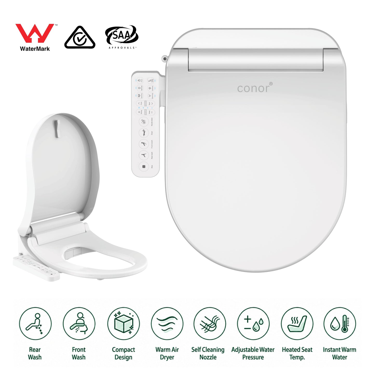 Conor Nova Smart Bidet Seat with Side Panel & Installation Kit Conor 