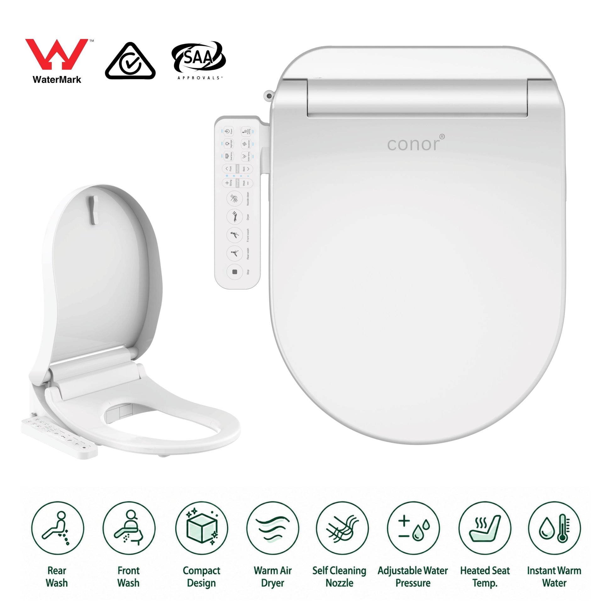 Conor Nova Smart Bidet Seat with Side Panel & Installation Kit Conor 