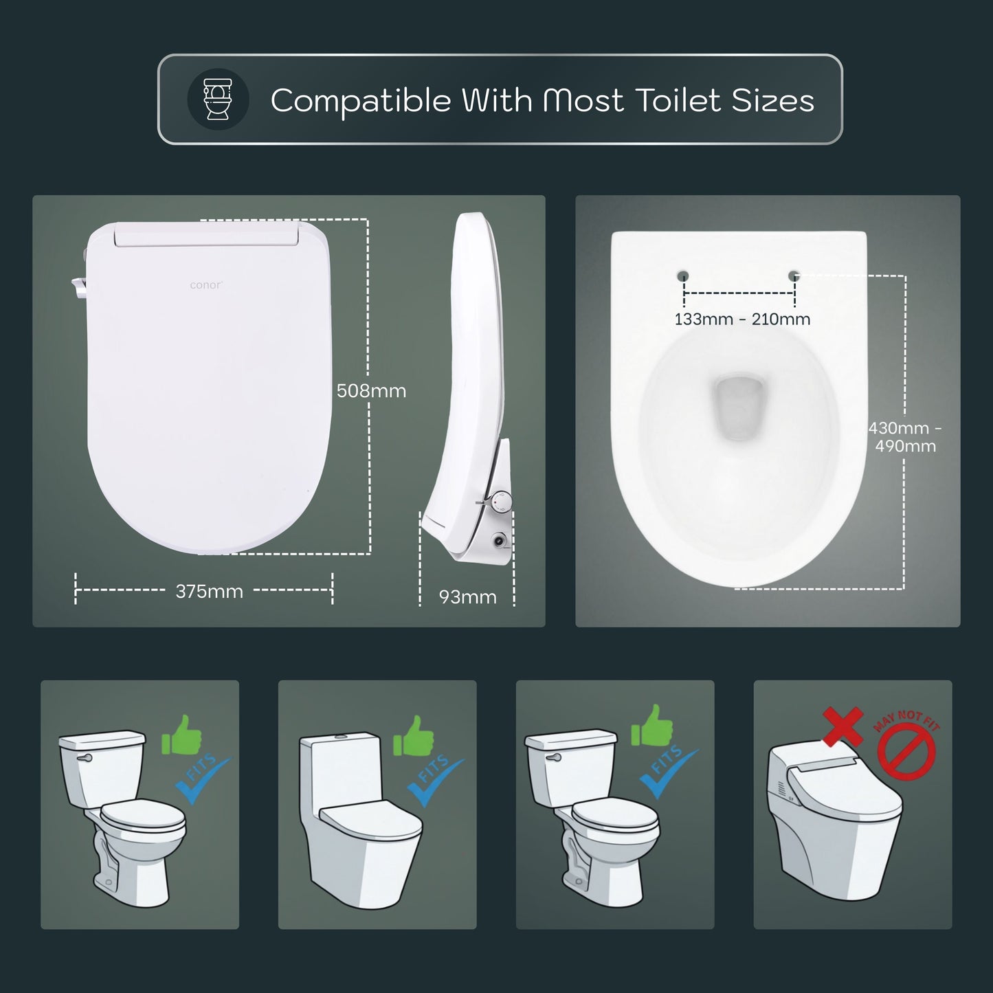 Conor Sylora Smart Bidet Toilet Seat with Installation Kit CONOR BIDET 