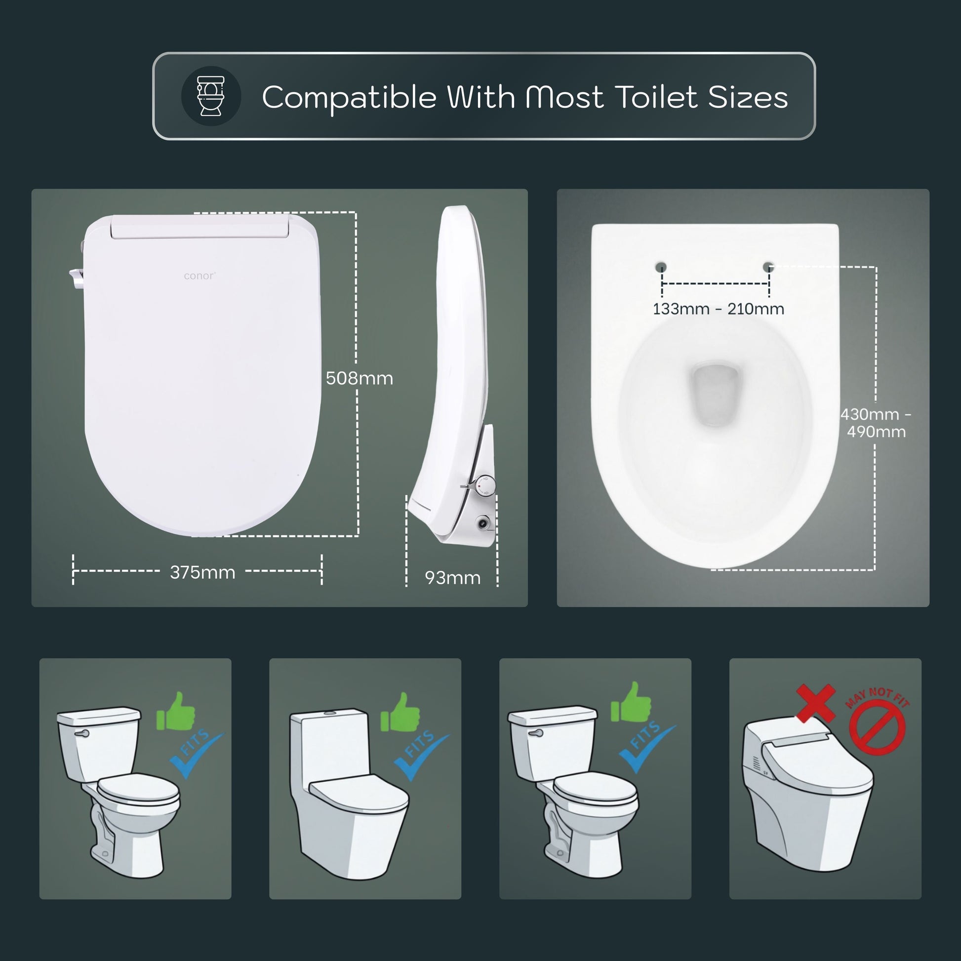 Conor Sylora Smart Bidet Toilet Seat with Installation Kit CONOR BIDET 