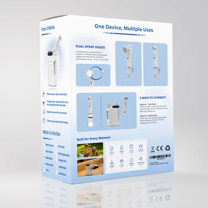 Conor Rinora portable bidet with 5L tank — spray handle detail