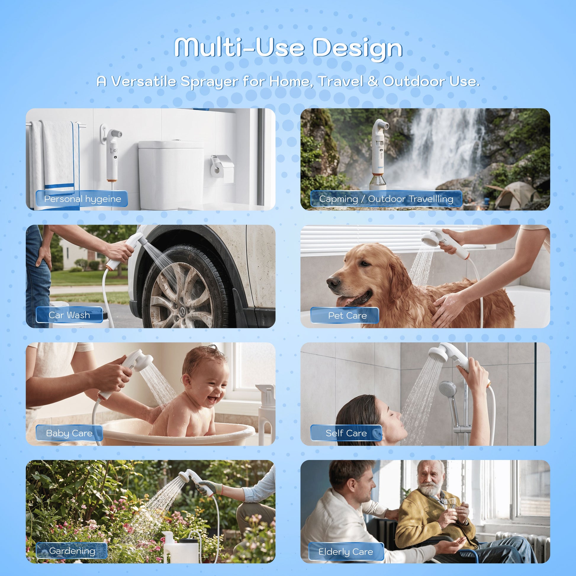Conor Rinora portable bidet — full kit with tank, hose and accessories