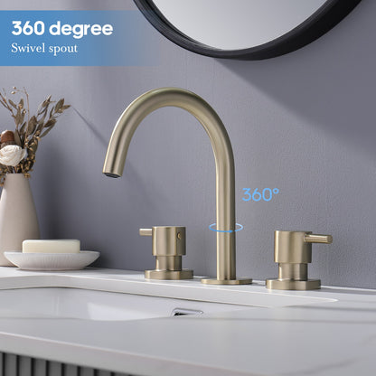 Decaura Basin Tap Set 1/4 Turn Swivel Spout Deck Mounted Gold/Black/Silver