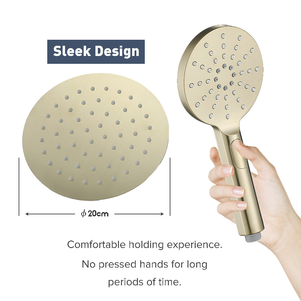 Decaura Shower Head Set Gooseneck Arm Brushed Gold/Black/Chrome/Gunmetal WELS