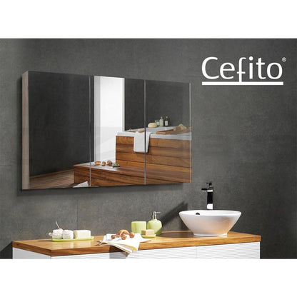 Cefito Bathroom Mirror Cabinet 900x720mm Vanity Medicine Shaving Makeup Oak
