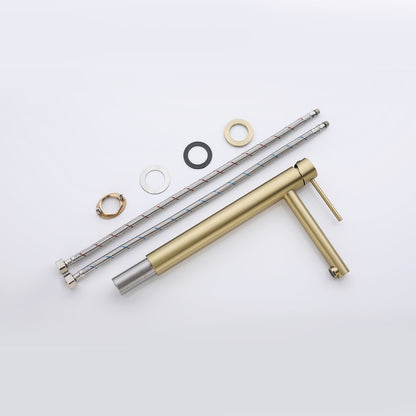 Decaura Brushed Gold Bathroom Basin Mixer Tap 307mm Round Faucet for Countertop