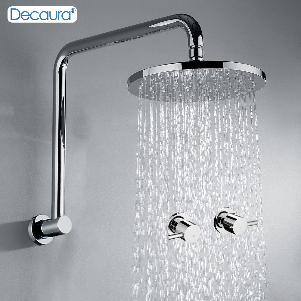 Decaura Chrome/Black/Golden 9" Rain Shower Head Set Gooseneck Arm Shower Taps