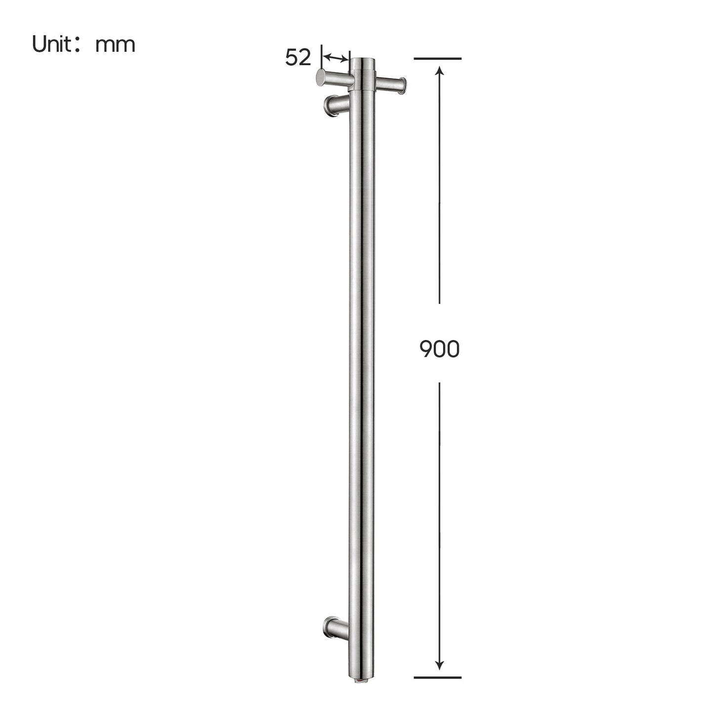 Decaura Wall Mounted Heated Towel Rail Rack Vertical 1 Bar 304 Stainless Steel