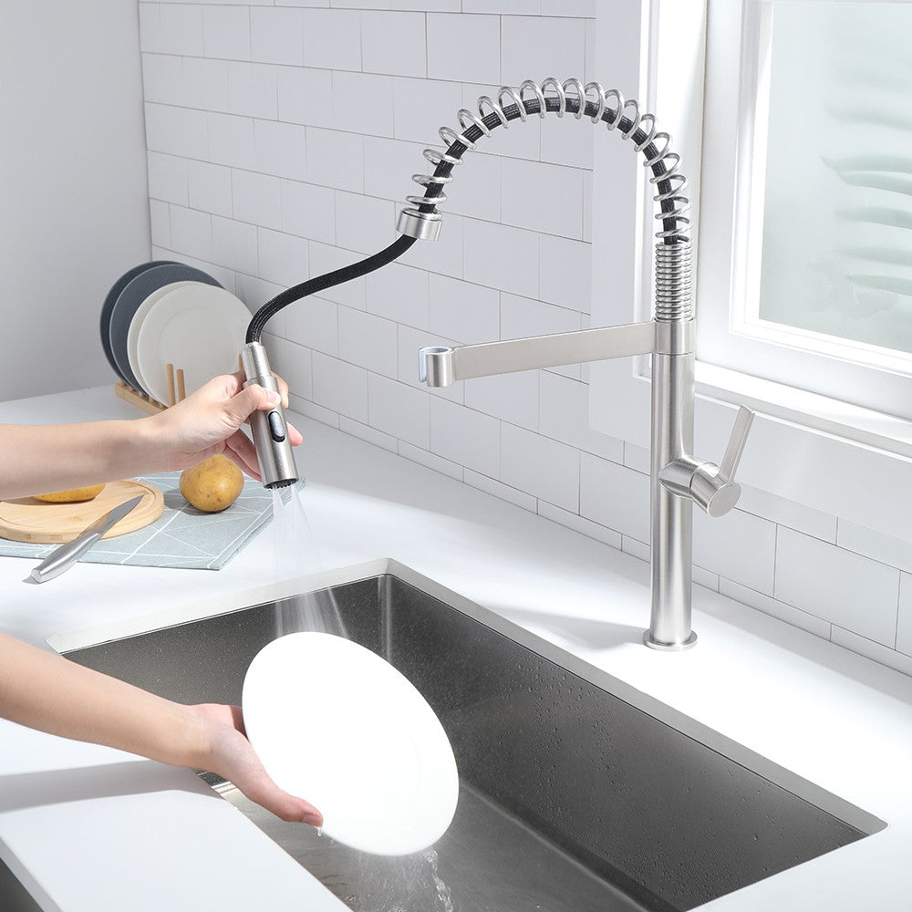 Decaura Spring Kitchen Tap Pull Out Stainless Steel Spray Head Brushed Nickel