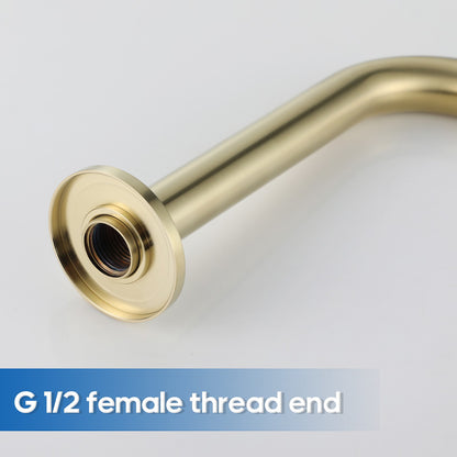 Decaura Bath Tap Set Wall Mount Brushed Gold 1/4 Turn Cross Handle Bathroom