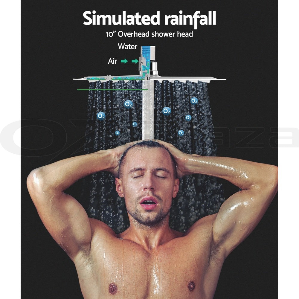 Cefito 10'' Rain Shower Head Set Square Handheld High Pressure Wall Chrome