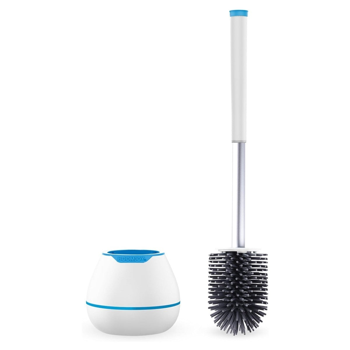 BOOMJOY Silicone Toilet Brush Set Built-in Tweezer TPR Bristles