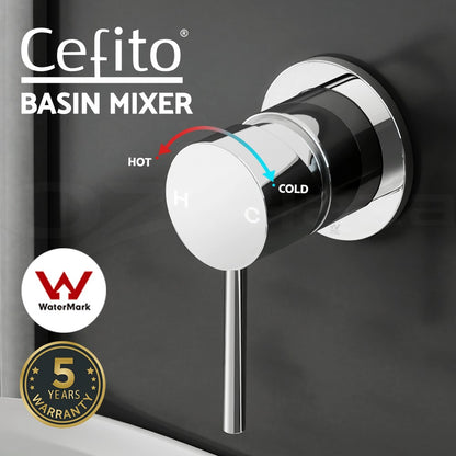Cefito Bathroom Mixer Shower Wall Tap Faucet Basin Sink Bathtub Brass Chrome