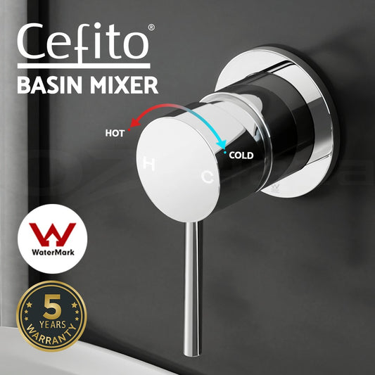 Cefito Bathroom Mixer Shower Wall Tap Faucet Basin Sink Bathtub Brass Chrome