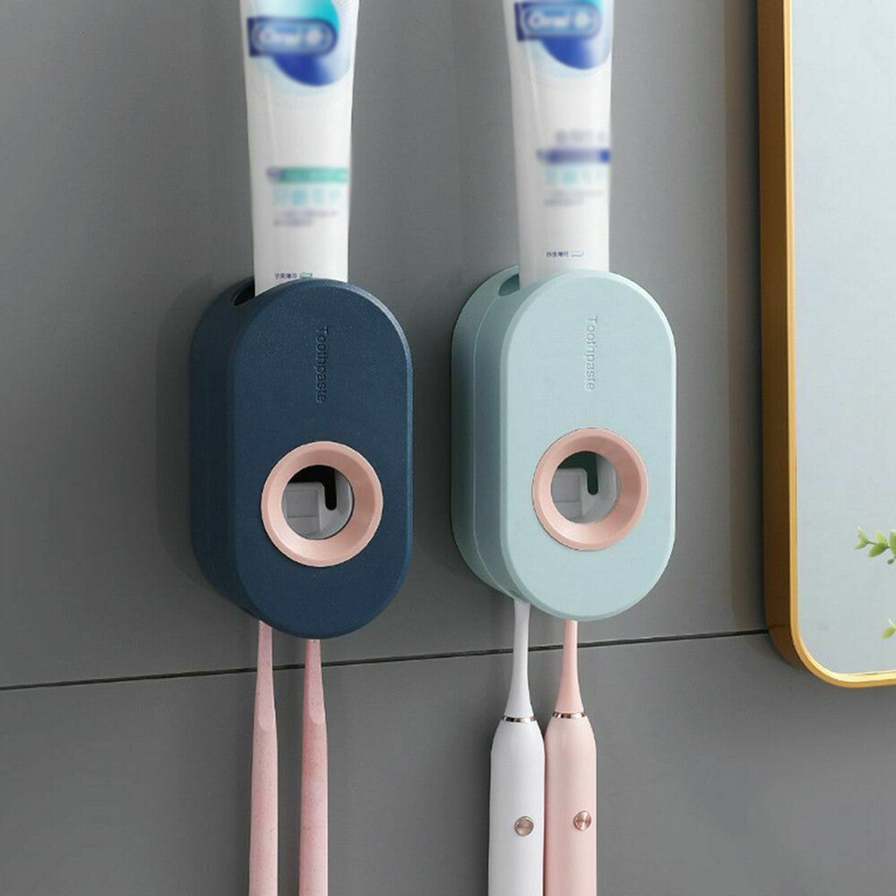 Toothbrush Holder Automatic Toothpaste Dispenser Bathroom Wall-mounted Rack NEW
