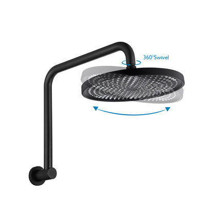 Decaura 10" Rain Shower Head Set Black Gooseneck Arm Wall Mount Shower Mixer Tap