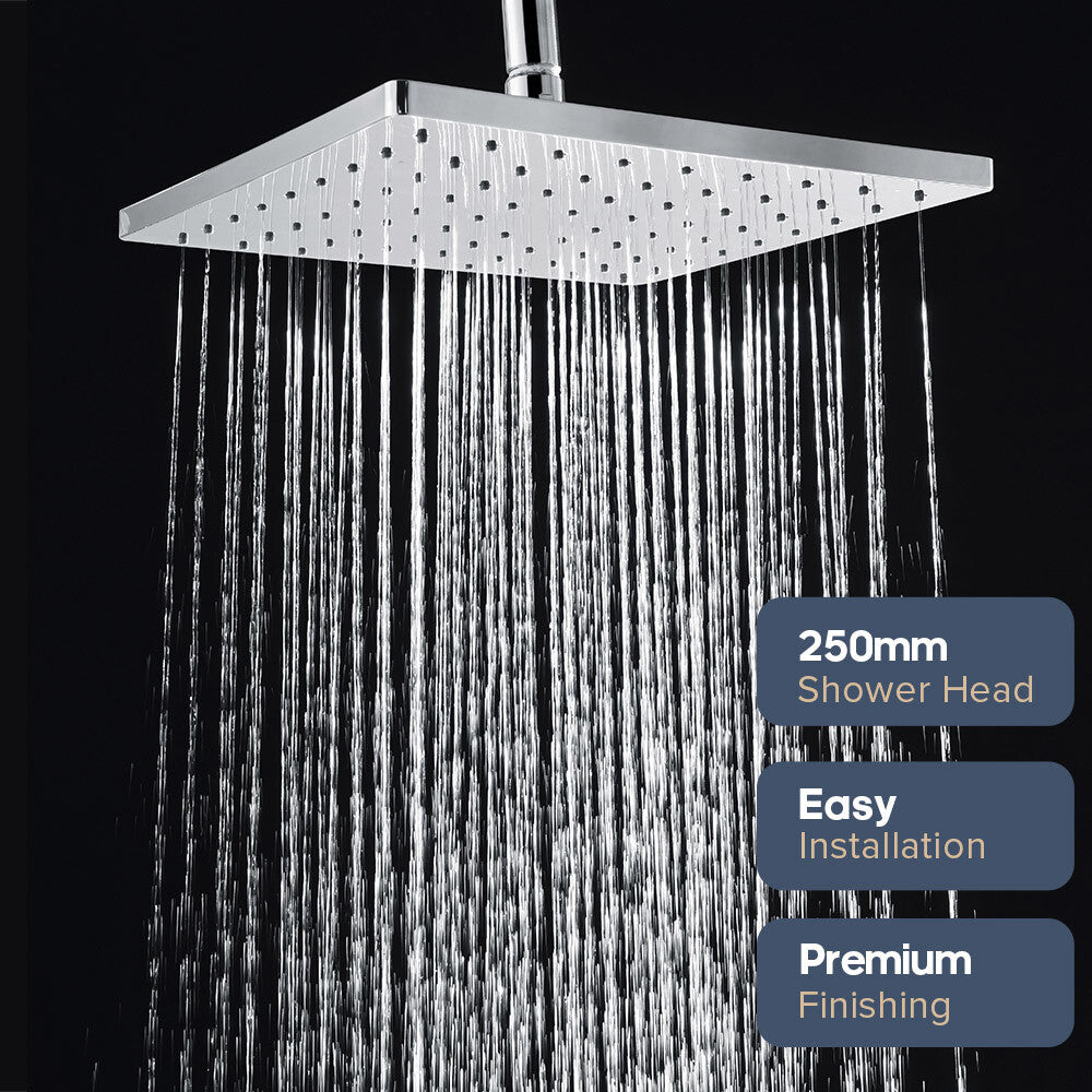 Decaura Rain Shower Head 8" 9" 10" 12" Round Square Chrome Black Gold Swivel