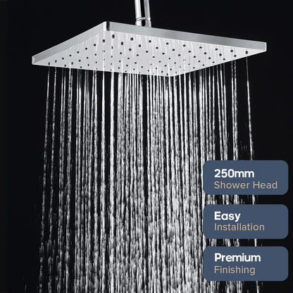Decaura Rain Shower Head 8" 9" 10" 12" Round Square Chrome Black Gold Swivel