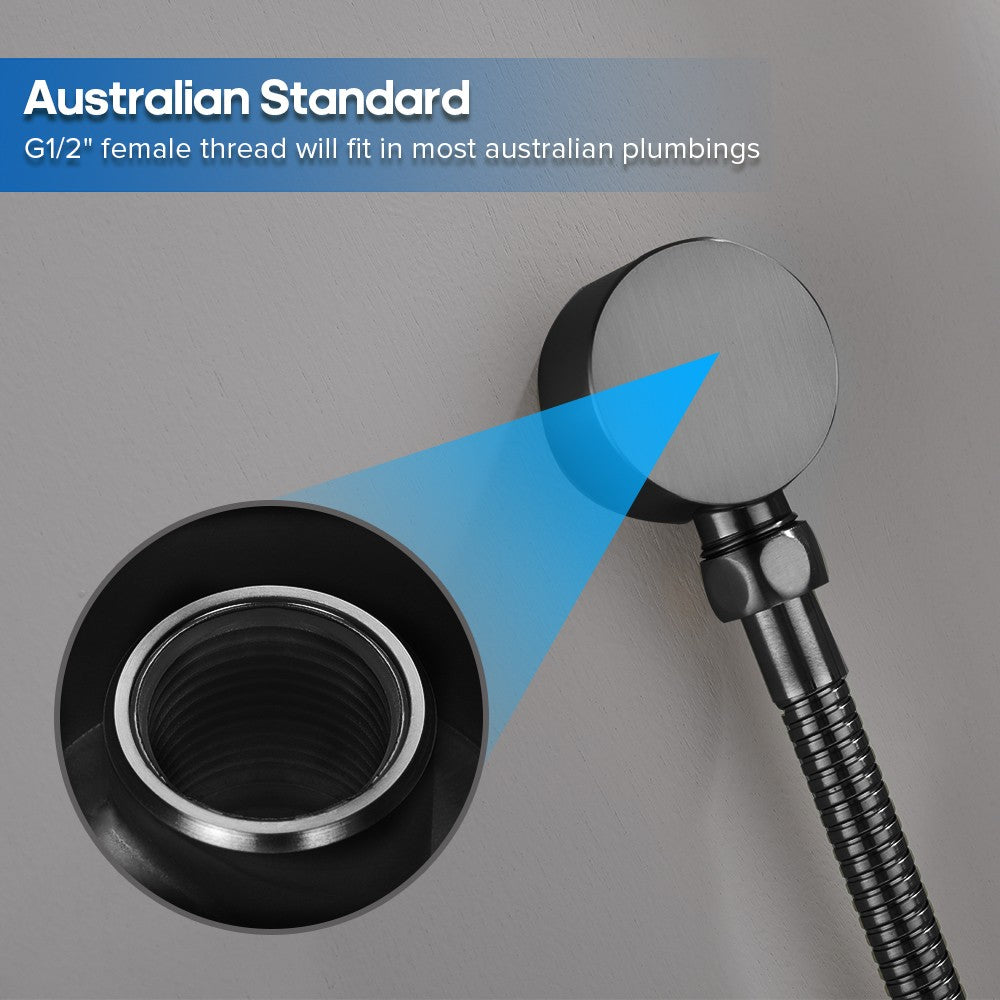 Decaura Brushed Gunmetal Hand Held Shower Head on Sliding Rail Set 3-Mode Spray