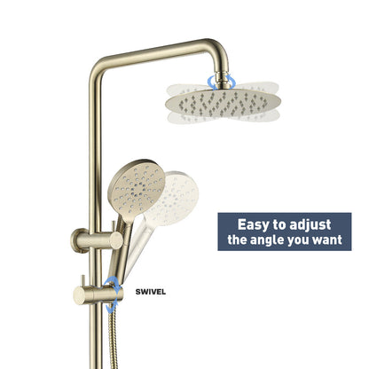 Decaura Shower Head Set Gooseneck Arm Brushed Gold/Black/Chrome/Gunmetal WELS